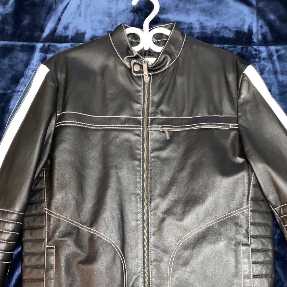 Men's Black Genuine Leather Zip-Front Jacket